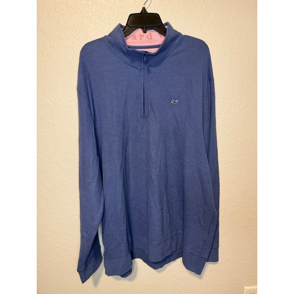 Vineyard Vines Mens Pullover 1/4 Zip Long Sleeve Blue Casual XXL